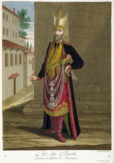 Ast-chi-Bachi, Koch und Offizier der Janitscharen, 18. Jahrhundert von Gerard Jean Baptiste Scotin